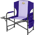 Oversized Directors Camping Chair Support 600 LBS, Heavy Duty Folding Outdoor Chairs with Detachable Side Pocket and Adjustable Side Table for Outside Beach,Lawn,Fishing, Deep Purple