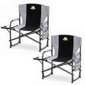 Oversized Directors Camping Chair 2 Pack Support 600 LBS, Heavy Duty Folding Outdoor Chairs with Detachable Side Pocket and Adjustable Side Table for Outside Beach,Lawn,Fishing Black