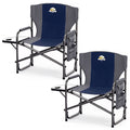 Oversized Directors Camping Chair 2 Pack Support 600 LBS, Heavy Duty Folding Outdoor Chairs with Detachable Side Pocket and Adjustable Side Table for Outside Beach,Lawn,Fishing (Blue)