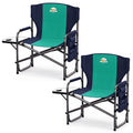 Oversized Directors Camping Chair 2 Pack Support 600 LBS, Heavy Duty Folding Outdoor Chairs with Detachable Side Pocket and Adjustable Side Table for Outside Beach,Lawn,Fishing,Dark Blue