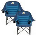 Oversized XL Padded Camping Chair Set of 2 Wide Heavy Duty Lawn Chairs Support 450 LBS Portable Folding Gaint Camp Chair with Side Pocket Cup Holder for Outdoor Outside Sports Baseball-Blue