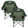 Oversized XL Padded Camping Chair Set of 2 Wide Heavy Duty Lawn Chairs Support 450 LBS Portable Folding Gaint Camp Chair with Side Pocket Cup Holder for Outdoor Outside Sports Baseball-Green