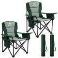 Heavy Duty Camping Chair for Adults 2 Pack, Oversized Heavy People Foldable Outside Camp Chairs Carry Bag Included, with Cooler Bag Cup Holder, Side Pocket for Lawn,Sport,Outdoor,Dark Green