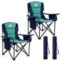 Heavy Duty Camping Chair for Adults 2 Pack, Oversized Heavy People Foldable Outside Camp Chairs Carry Bag Included, with Cooler Bag Cup Holder, Side Pocket for Lawn,Sport,Outdoor,Dark Blue