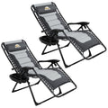 Oversized Padded Zero Gravity Lounge Chair 2 Pack, Foldable Patio Anti Gravity Reclining Chairs Folding Lawn Recliner with Cup Holder for Yard, Camping, Outdoor, Support 350 LBS, Gray&light Gray