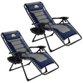 Oversized Padded Zero Gravity Lounge Chair 2 Pack, Foldable Patio Anti Gravity Reclining Chairs Folding Lawn Recliner with Cup Holder for Yard, Camping, Outdoor, Support 350 LBS, Navy&gray