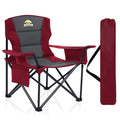 Oversized Folding Camping Chairs - 450 LBS Support Heavy Duty Camp Chair with Padded Cushion, Portable Outside Chairs with Carry Bag，Cooler, Cup Holder for Outdoor, Lawn, Sports - Red